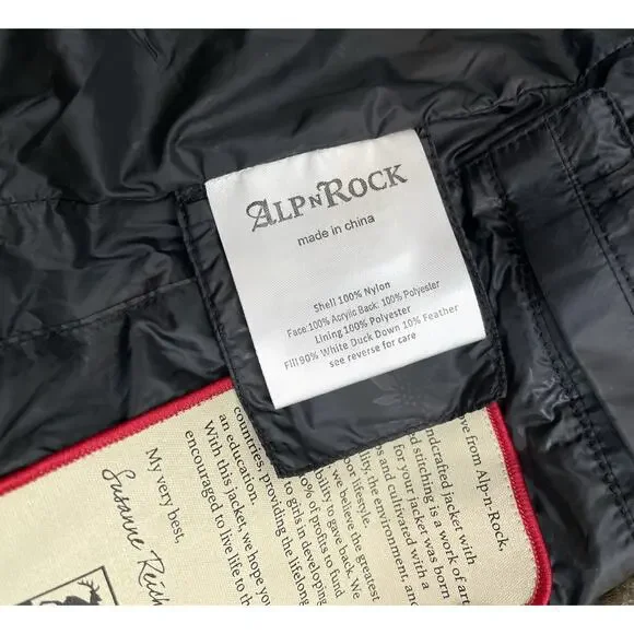 Alp N Rock Duck Down Puffer Coat Faux Fur Womens Large Black Long Buckles Jacket - Picture 13 of 13